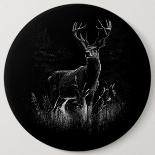 威厳のある鹿in the Wilderness - Black&White Art 缶バッジ
