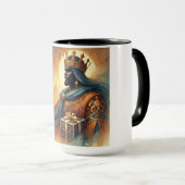 「威厳のある黒い肌の王の水色」 マグカップ (正面右)