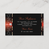 威厳のある黒オレンジレッド華美縁どオーナメント 名刺 (裏面)