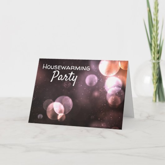 威厳のある《写真》ぼけ味灯、引っ越し祝いパーティーパーティー招待状 招待状 (正面)