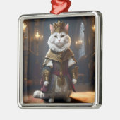 「威厳のある(昆虫)オオカバマダラ、モナーク:ローブをまとった本物の白い猫」 メタルオーナメント (左)