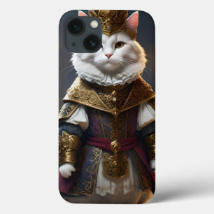 「威厳のある(昆虫)オオカバマダラ、モナーク:ローブをまとった本物の白い猫」 iPhone 13ケース