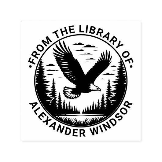 威厳のあるBald Eagle飛んでいる #5図書名 セルフインキングスタンプ (デザイン)