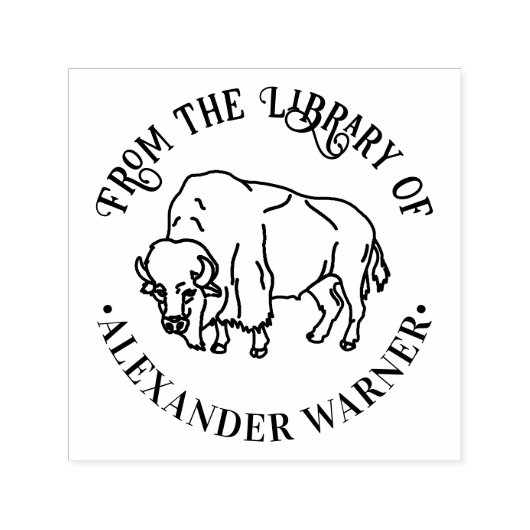 威厳のあるBison Buffalo #5図書名 セルフインキングスタンプ (デザイン)