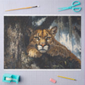 威厳のあるCougar in Forest Decompage 薄葉紙 (クラフト)