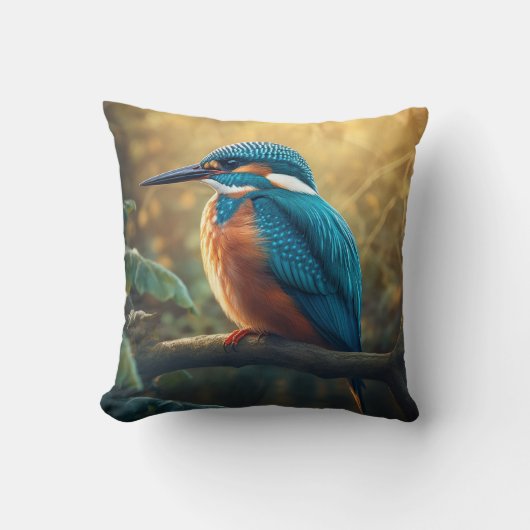 威厳のあるKingfisher: Nature's 鮮やか Art クッション (正面)