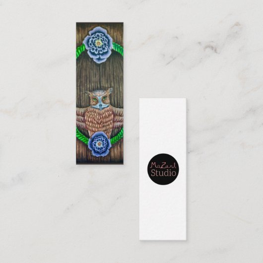 威厳のあるOwlブックマーク/ミニ名刺 スキニー名刺 (正面/裏面)