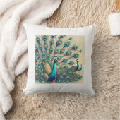 威厳のあるPeacocks - 鮮やか Feather Display枕 クッション (ブランケット)