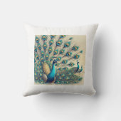 威厳のあるPeacocks - 鮮やか Feather Display枕 クッション (裏面)
