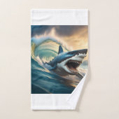 威嚇するサメ風呂タオルセット バスタオルセット (ハンドタオル)