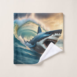 威嚇するサメ風呂タオルセット バスタオルセット