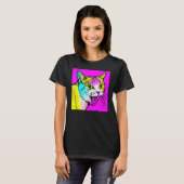 威嚇する子猫の顔 かわいい猫 Tシャツ (正面フル)