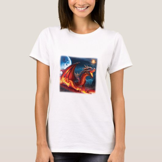 威嚇する赤い龍Tシャツ Tシャツ (正面)