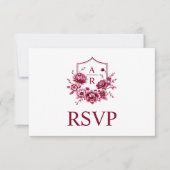 威圧とqrコードを持つブルゴーニュ結婚の紋章 出欠カード (正面)