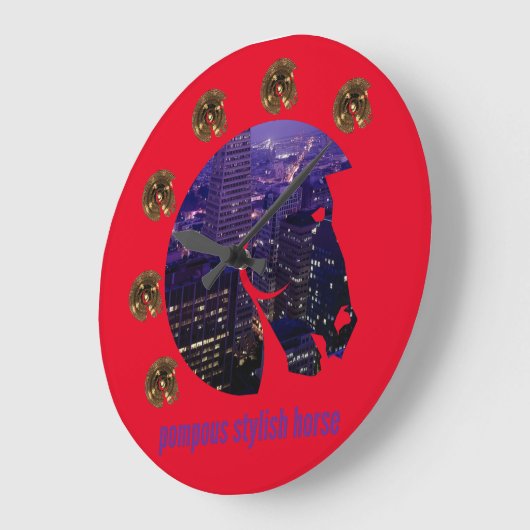 威張ったスタイリッシュ馬 ラージ壁時計 (傾斜)