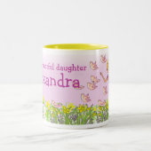 娘あなたの名前を追加しますブロンド女の子マグ ツートーンマグカップ (中央)