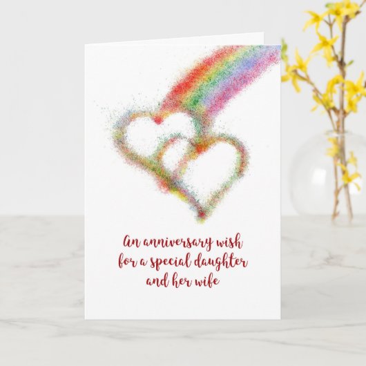 娘および彼女の妻のための記念日の願い カード (黄色い花)