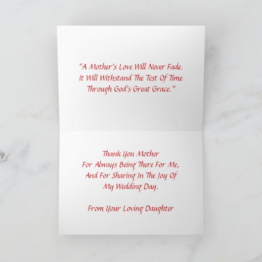 "娘からの母"の婚礼の日カードありがとう サンキューカード (内部)