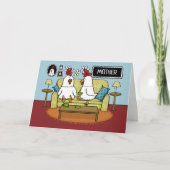 娘から母の日のプレゼント　ソファに座る2羽のひよこ カード (正面)