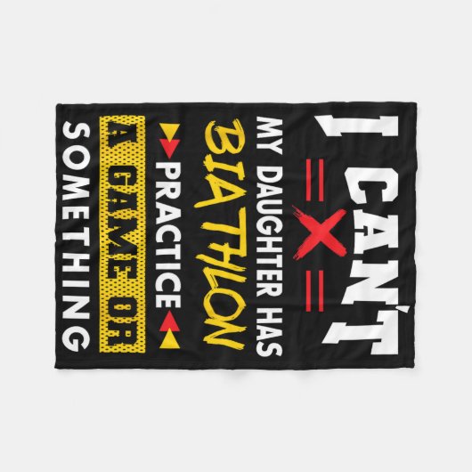 娘がバイアスロンの練習で親おもしろいのユーモアを持つ フリースブランケット (正面(横))