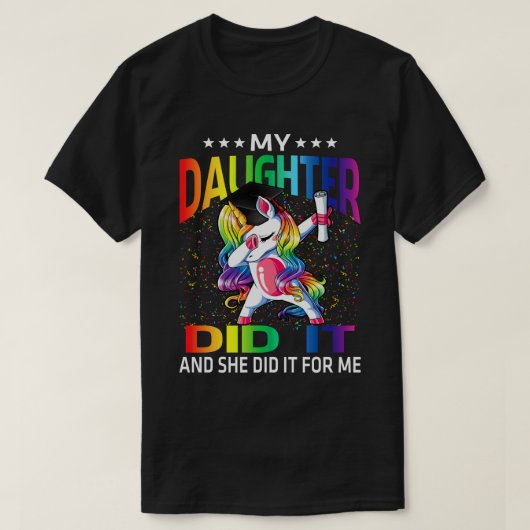 娘が私の為にユニコーンを卒業 Tシャツ (デザイン正面)