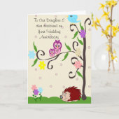 娘さんと旦那さん　結婚記念日おめでとう カード (黄色い花)