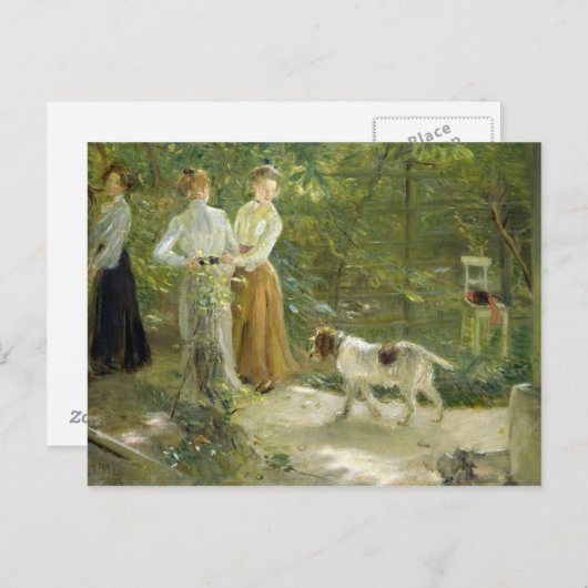 娘たちのいるアーティストの庭の眺め ポストカード (正面/裏面)