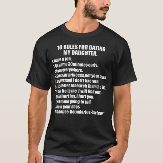 娘とデートする10のルール 過保護パパ Tシャツ (正面)
