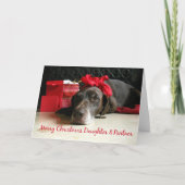 娘とパートナーのメリークリスマスポインタとgif シーズンカード (正面)