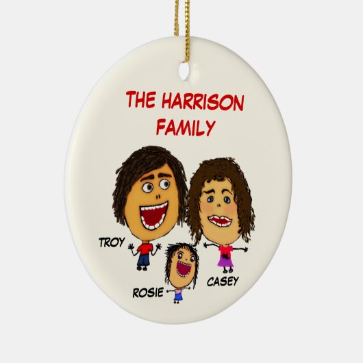 娘と三漫画のクリスマス一家 セラミックオーナメント (右)