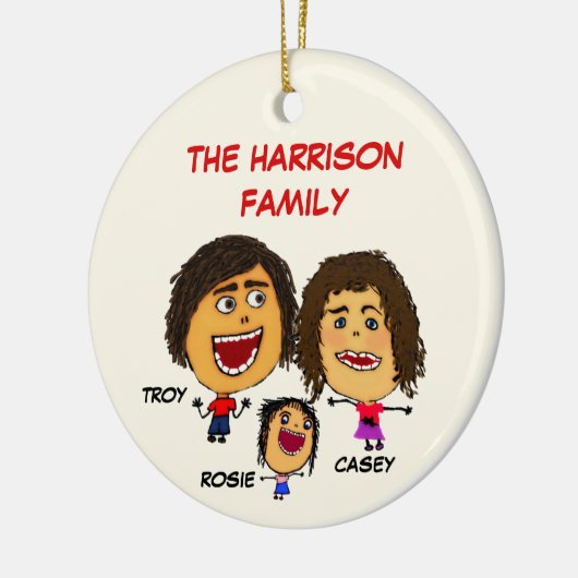 娘と三漫画のクリスマス一家 セラミックオーナメント (左)