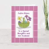 娘と夫のイースターウィッシュバスケットと卵 カード (正面)