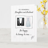 娘と夫の結婚おめでとう カード (黄色い花)