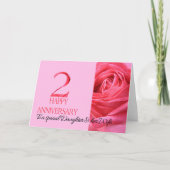 娘と妻の記念日カードピンクローズ カード (正面)
