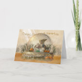 娘と娘婿の感謝祭カードと妖精 シーズンカード (正面)