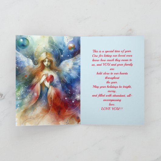 娘と家族のためのクリスマスエンジェルカード サンキューカード (内部)