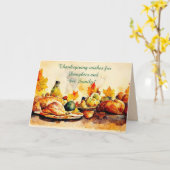 娘と家族の感謝祭のカードのための饗宴 カード (黄色い花)