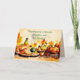 娘と家族の感謝祭のカードのための饗宴 カード
