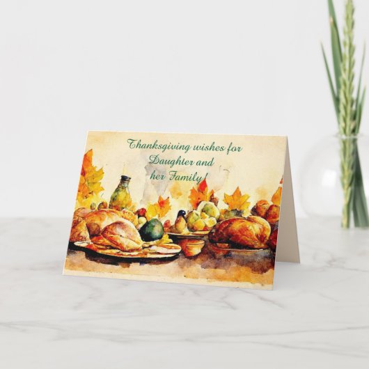 娘と家族の感謝祭のカードのための饗宴 カード (正面)