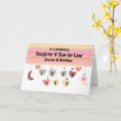 娘と息子の義理のバレンタインハートムーンスター カード (黄色い花)