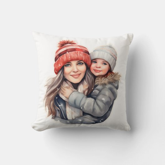 娘と母の冬のファッション クッション (正面)