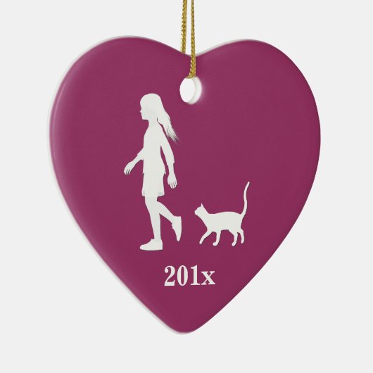 娘と猫:小さな女の子と子猫 セラミックオーナメント (右)