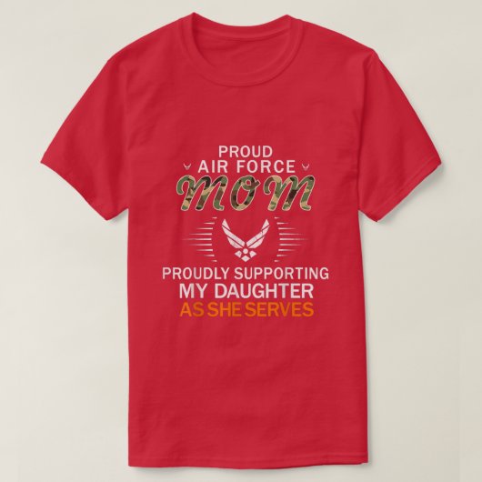 娘と空軍の母を誇誇りを持ったらしげに支える Tシャツ (デザイン正面)