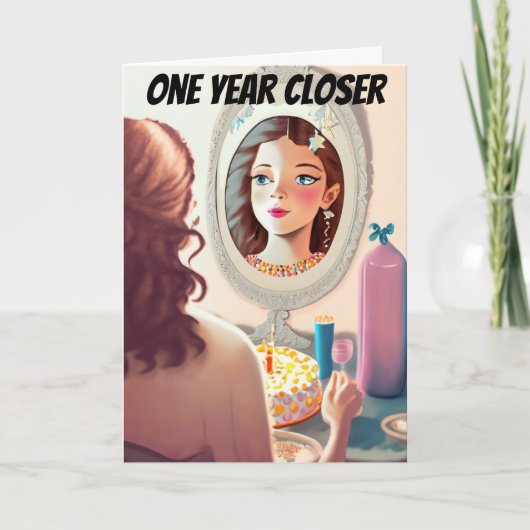 娘になろうとしている女おもしろい性誕生日 カード (正面)