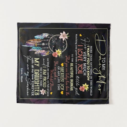 娘にパーソナライズされたとって母からの愛 タペストリー (正面(横))