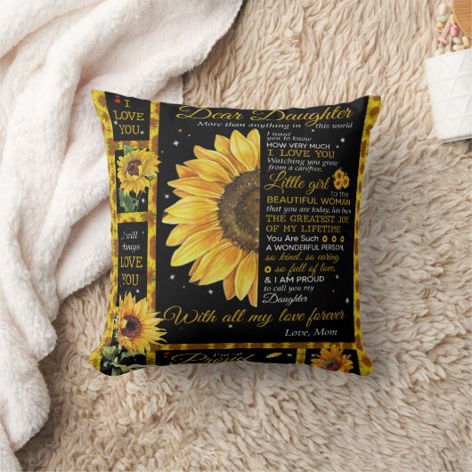 娘にパーソナライズされたとって、ママのサンフローからの愛 クッション (ブランケット)