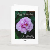 娘にピンクの牡丹バラのバレンタイン シーズンカード (裏面)