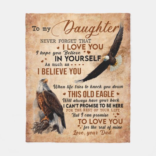 娘に贈り物、パパと娘、鷲の恋人 フリースブランケット (正面)