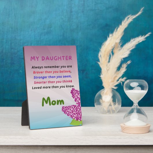 娘に贈り物、愛、タイポグラフィ フォトプラーク (側面)