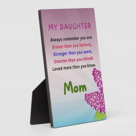 娘に贈り物、愛、タイポグラフィ フォトプラーク (側面)